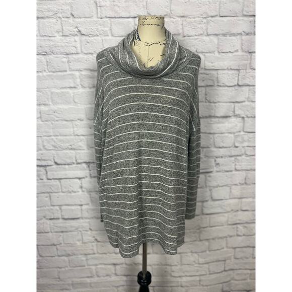 Striped Cowl Neck Long Sleeve Top - Size XL - Picture 1 of 6